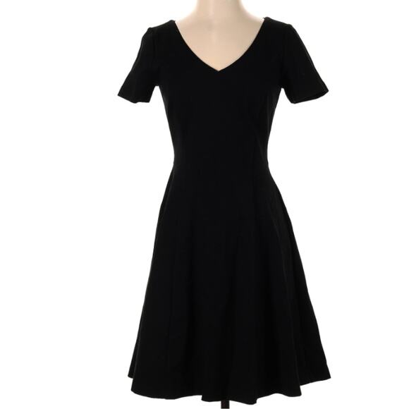 WHBM Black A Line V Neck Dress Excellent Condition Size Medium - Picture 2 of 3
